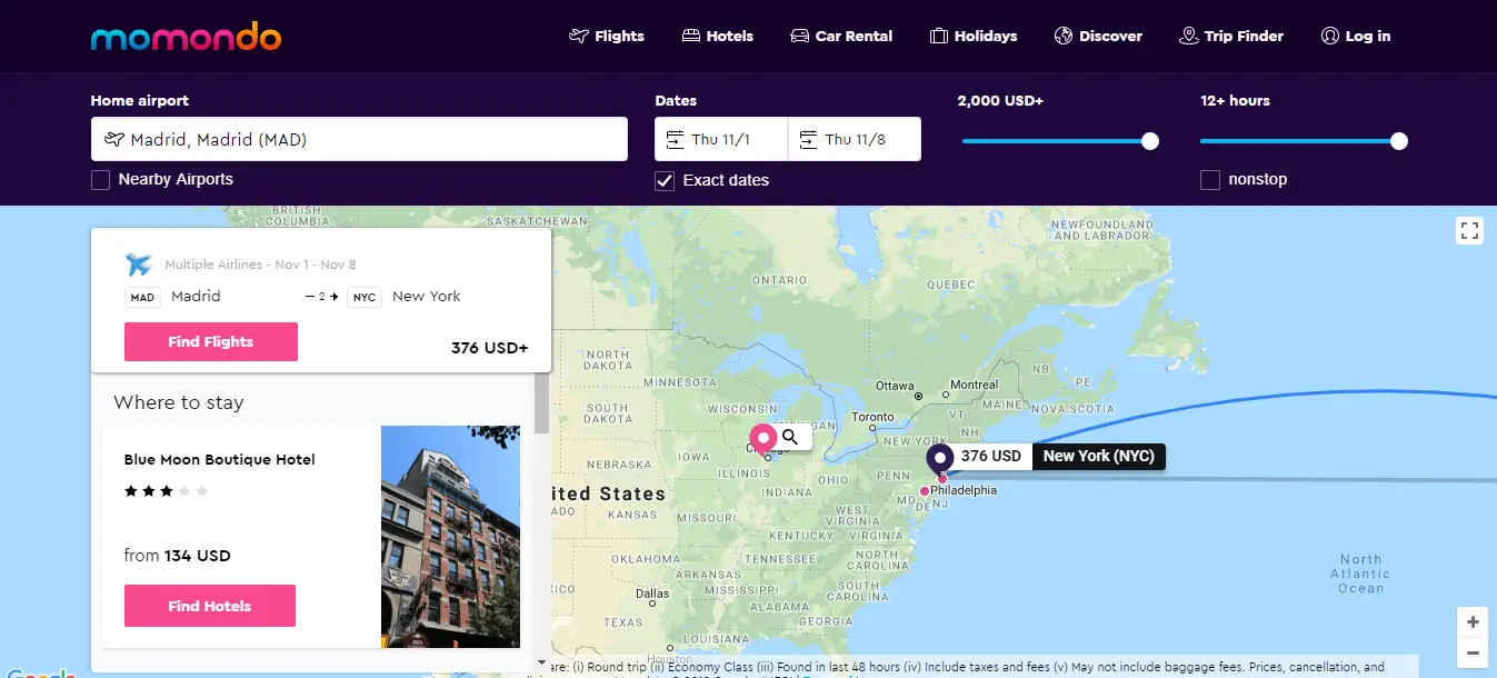 Momondo Madrid - New York