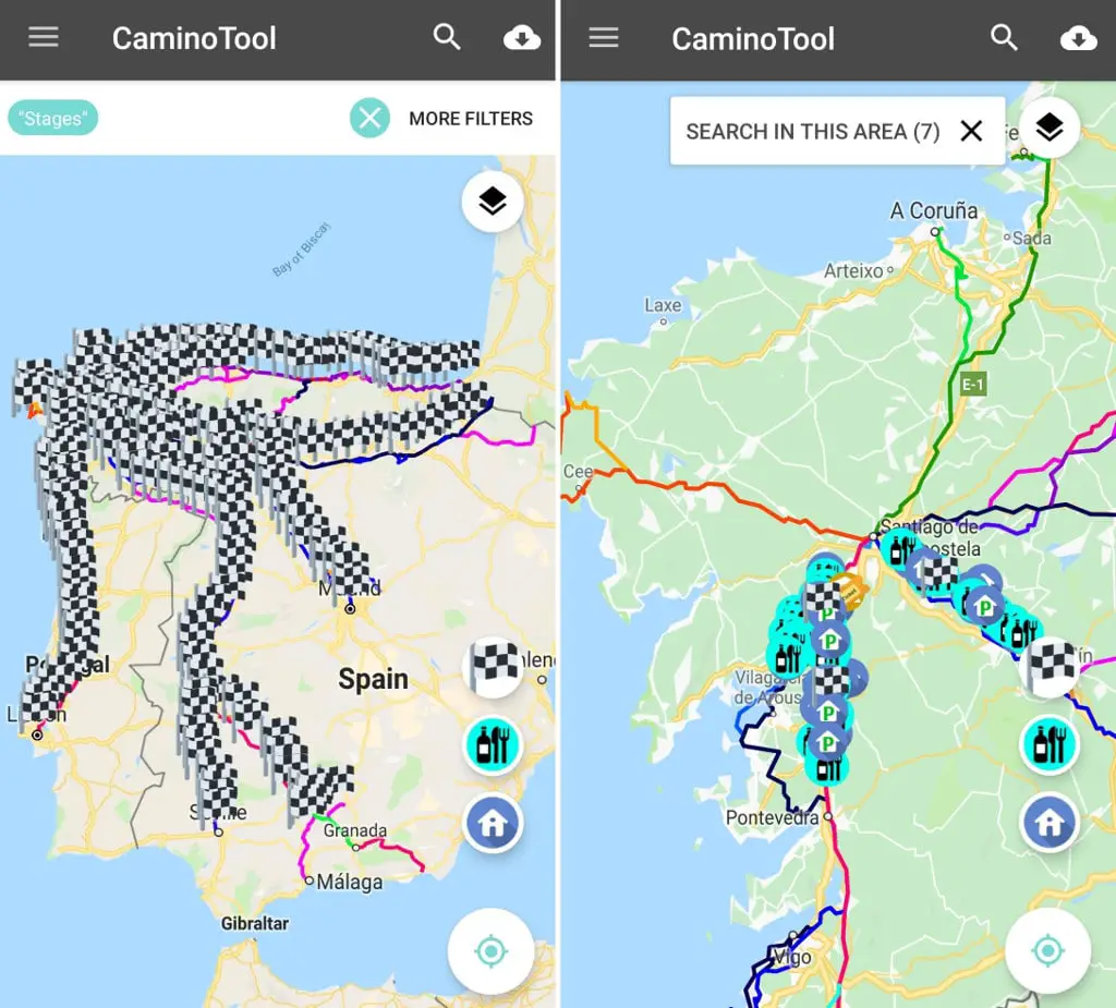Camino Tool App - Routes Map